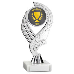 SILVER 'OLYMPIC' HOLDER ASSEMBLED ON MARBLE (2in CENTRE) - 7in