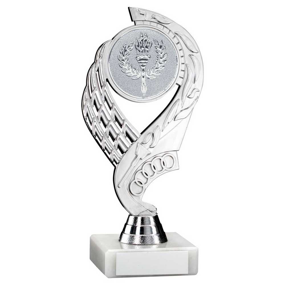 SILVER 'OLYMPIC' HOLDER ASSEMBLED ON MARBLE (2in CENTRE) - 7in