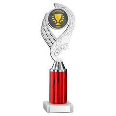 SILVER/RED 'OLYMPIC' HOLDER ASSEMBLED ON MARBLE (2" CEN/3" TUBE) - 10in