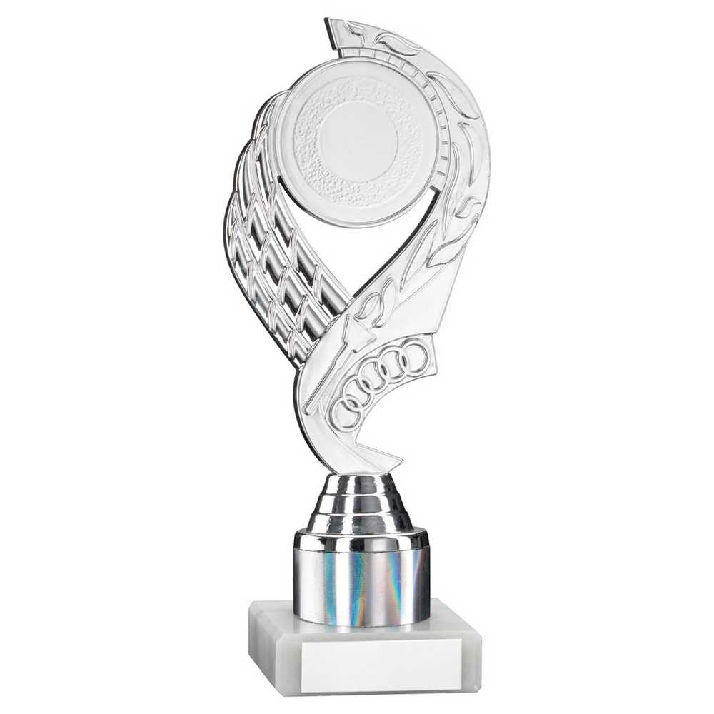 SILVER 'OLYMPIC' HOLDER ASSEMBLED ON MARBLE (2" CEN/1" TUBE) - 8in