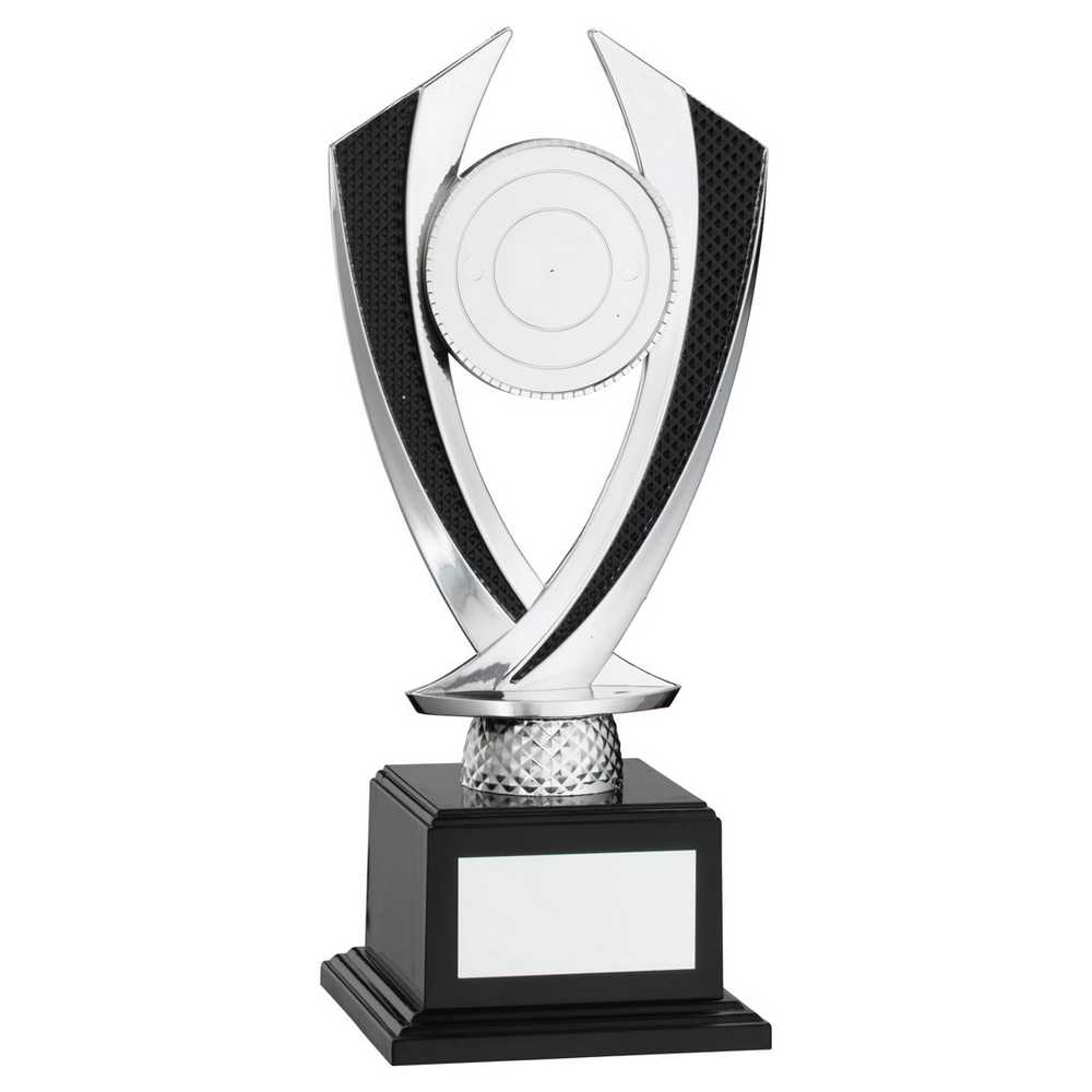 SILVER/BLACK 'DIAMOND' HOLDER ON BASE (2in CENTRE) - 8.25in