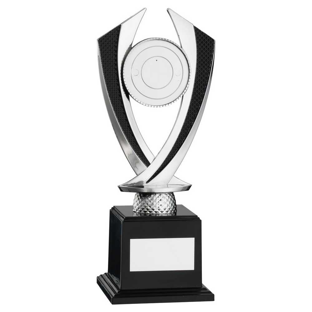 SILVER/BLACK 'DIAMOND' HOLDER ON BASE (2in CENTRE) - 8.75in