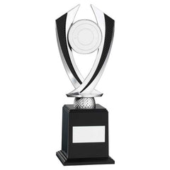 SILVER/BLACK 'DIAMOND' HOLDER ON BASE (2in CENTRE) - 9.75in