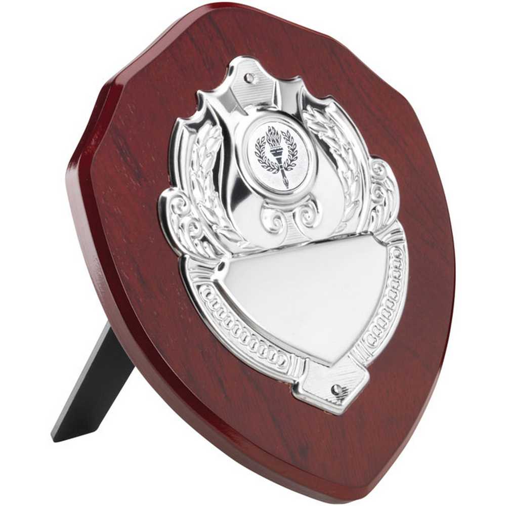 ROSEWOOD SHIELD WITH CHROME FRONT (1in CENTRE) - 4in