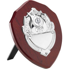 ROSEWOOD SHIELD WITH CHROME FRONT (1in CENTRE) - 4in
