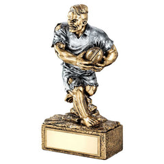 BRZ/PEW RUGBY 'BEASTS' FIGURE WITH PLATE - 6.75in