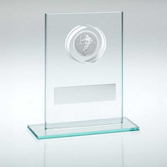 JADE/SILVER GLASS WITH RUGBY INSERT AND PLATE - 4.5in
