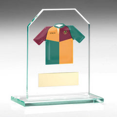 JADE GLASS CHAMFERED RECTANGLE PLAQUE (6mm THICK) - 3.75in