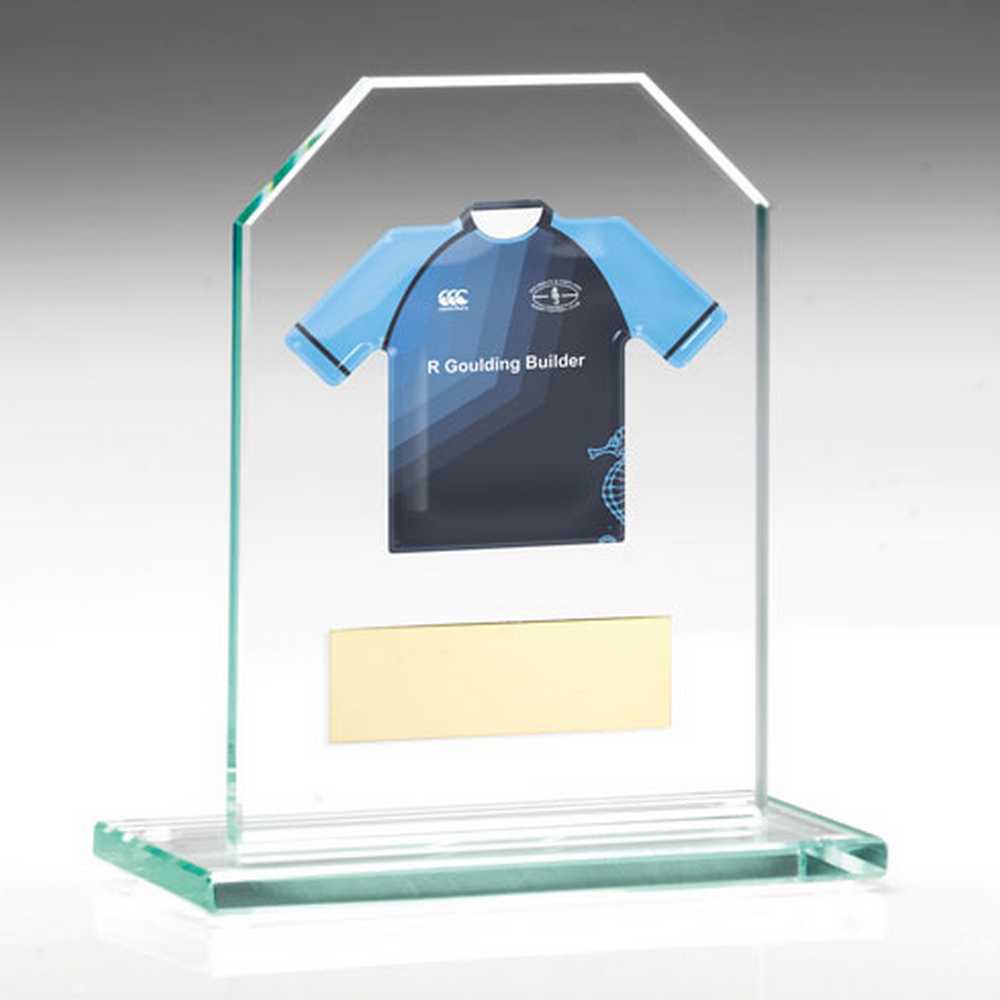 JADE GLASS CHAMFERED RECTANGLE PLAQUE (6mm THICK) - 3.75in