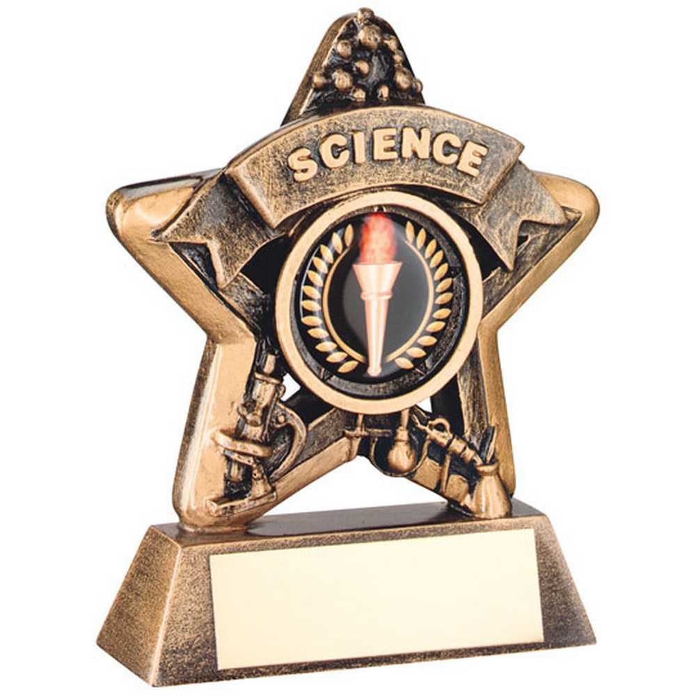 BRZ/GOLD MINI STAR 'SCIENCE' WITH PLATE (1in CENTRE) - 3.75in - Optimum Teamwear