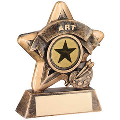 BRZ/GOLD MINI STAR 'ART' WITH PLATE (1in CENTRE) - 3.75in - Optimum Teamwear