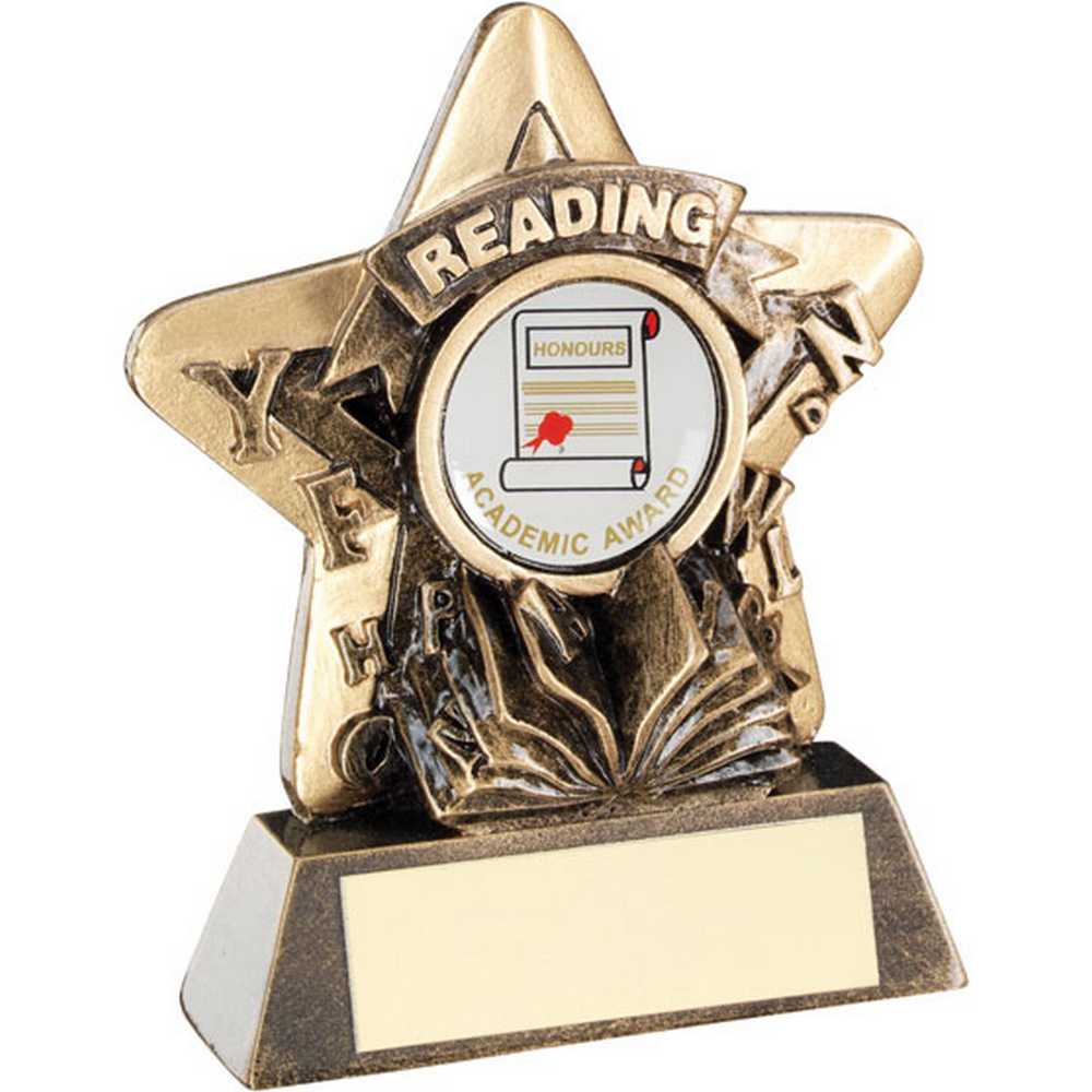 BRZ/GOLD MINI STAR 'READING' WITH PLATE (1in CENTRE) - 3.75in - Optimum Teamwear