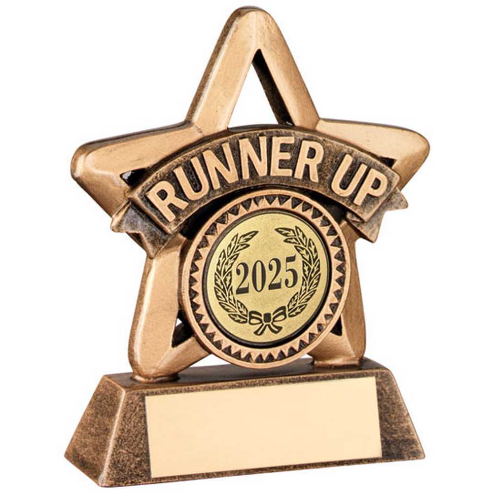 BRZ/GOLD RESIN MINI STAR WITH PLATE (1in CENTRE) R UP - 3.75in - Optimum Teamwear