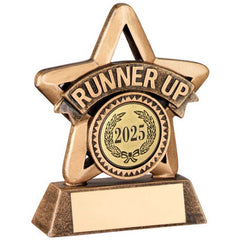 BRZ/GOLD RESIN MINI STAR WITH PLATE (1in CENTRE) R UP - 3.75in - Optimum Teamwear
