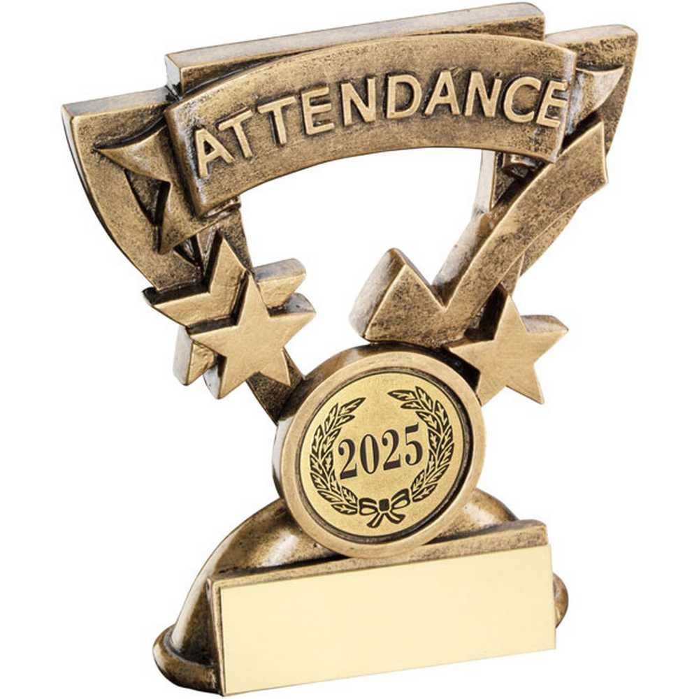 BRZ/GOLD ATTENDANCE MINI CUP WITH PLATE (1in CENTRE) - 3.75in