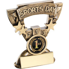 BRZ/GOLD SPORTS DAY MINI CUP WITH PLATE (1in CENTRE) - 3.75in