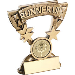 BRZ/GOLD MINI CUP WITH PLATE (1in CENTRE) R UP - 3.75in