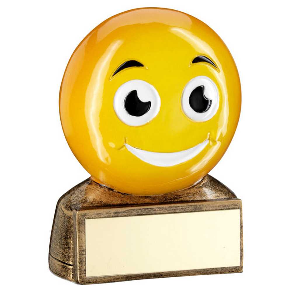 BRZ/YELLOW 'SMILING EMOJI' FIGURE WITH PLATE - 2.75in