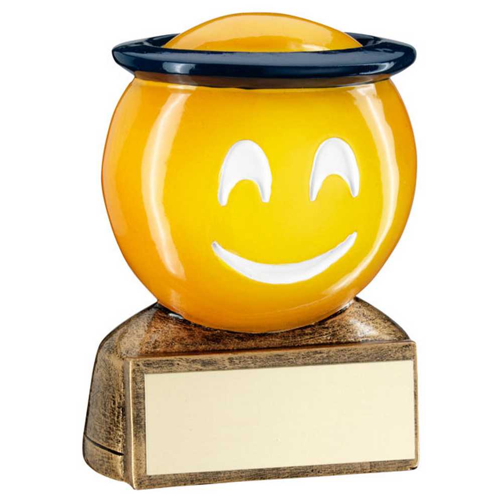 BRZ/YELLOW/BLUE 'HALO EMOJI' FIGURE WITH PLATE - 2.75in