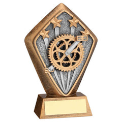 BRZ/GOLD DIAMOND HOLDER WITH 'CYCLING' DISC WITH PLATE - 5.25in