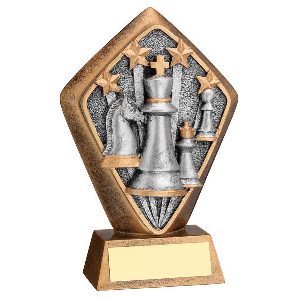 BRZ/GOLD DIAMOND HOLDER WITH 'CHESS' DISC WITH PLATE - 5.25in