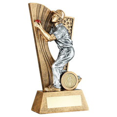 BRZ/PEW/RED MALE CRICKET FIELDER ON BACKDROP WITH PLATE (1in CENTRE) - 7.5in