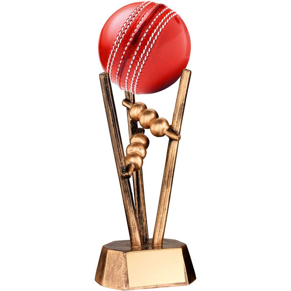 BRZ/GOLD RESIN CRICKET BALL HOLDER - 6.5in
