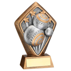 BRZ/GOLD DIAMOND HOLDER WITH 'LAWN BOWLS' DISC WITH PLATE - 5.25in