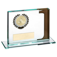 JADE GLASS PLAQUE WITH GO KART INSERT AND PLATE GOLD 1ST - 3.25 x 4in