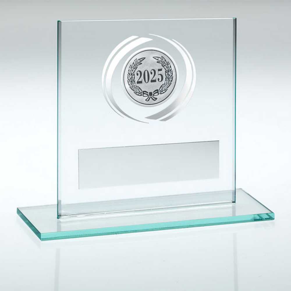 JADE GLASS WITH SILVER WREATH AND PLATE (1in CENTRE) - 3.25in - Optimum Teamwear
