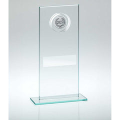 JADE GLASS WITH SILVER WREATH AND PLATE (1in CENTRE) - 7.25in