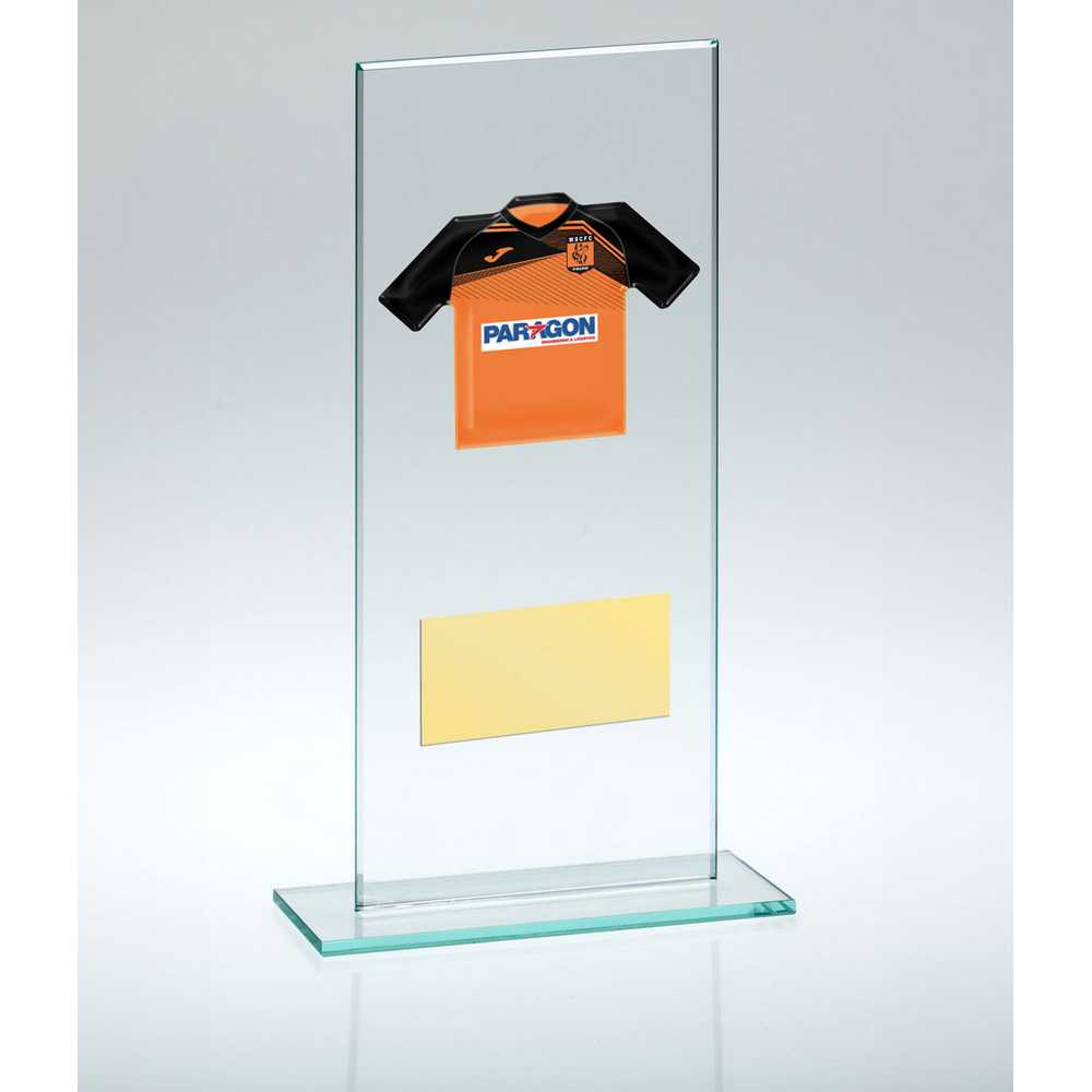 JADE GLASS PLAQUE WITH PLATE (REQUIRES SP-SHIELD OR SHIRT-B) - 7.25in