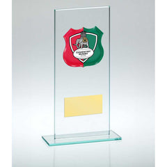 JADE GLASS PLAQUE WITH PLATE (REQUIRES SP-SHIELD OR SHIRT-B) - 7.25in