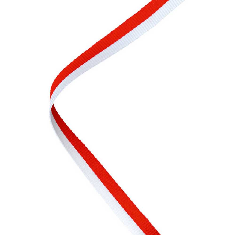NARROW MEDAL RIBBON RED/WHITE - 30 x 0.4in - Optimum Teamwear