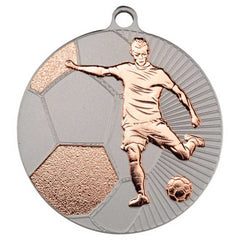 FOOTBALL TWO COLOUR MEDAL MATT SILVER/BRONZE - 2.75in - Optimum Teamwear