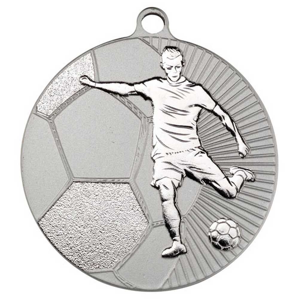 FOOTBALL TWO COLOUR MEDAL MATT SILVER/SILVER - 2.75in - Optimum Teamwear