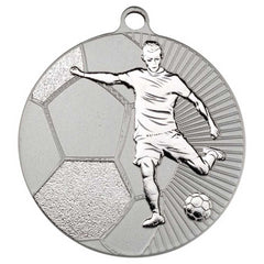 FOOTBALL TWO COLOUR MEDAL MATT SILVER/SILVER - 2.75in - Optimum Teamwear