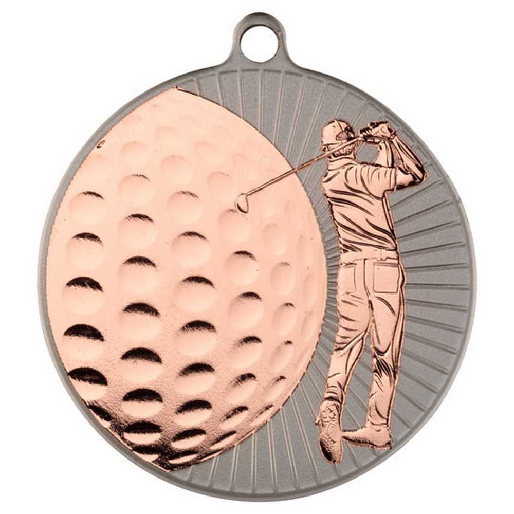 GOLF TWO COLOUR MEDAL MATT SILVER/BRONZE - 2.75in - Optimum Teamwear