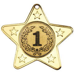 STAR SHAPED MEDAL WITH 5 MINI STARS (1in CENTRE) GOLD - 2in - Optimum Teamwear