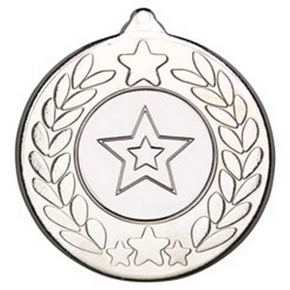 STARS AND WREATH MEDAL (1in CENTRE) SILVER - 2in - Optimum Teamwear