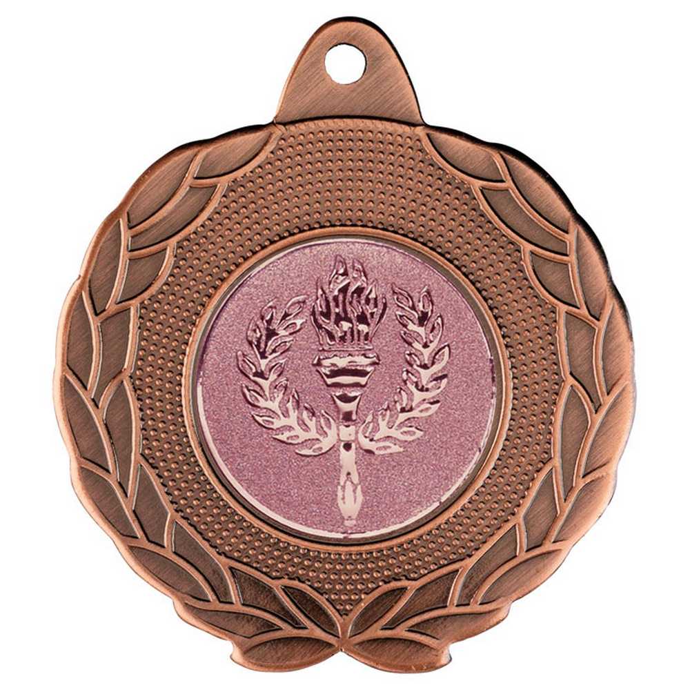 LAUREL WREATH EDGED MEDAL (1in CENTRE) BRONZE - 1.75in - Optimum Teamwear