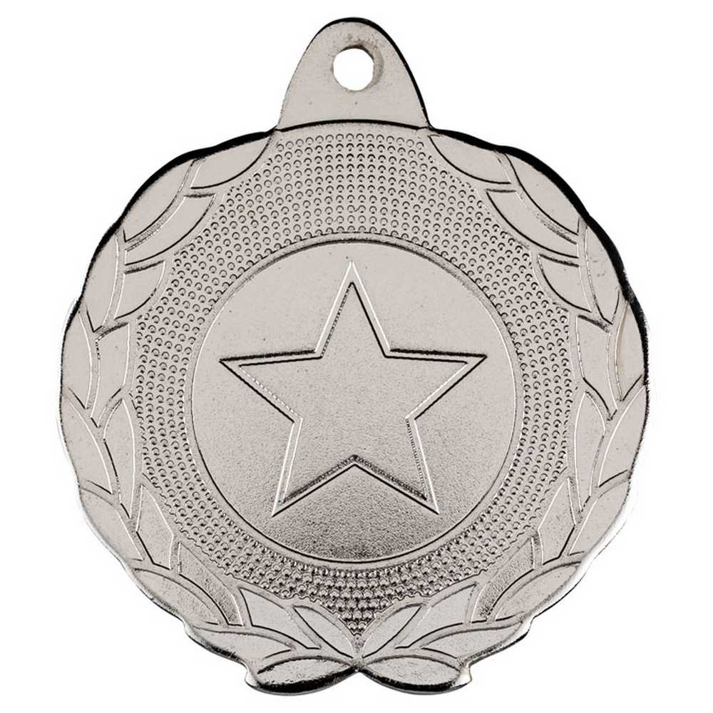 LAUREL WREATH EDGED MEDAL (1in CENTRE) SILVER - 1.75in - Optimum Teamwear