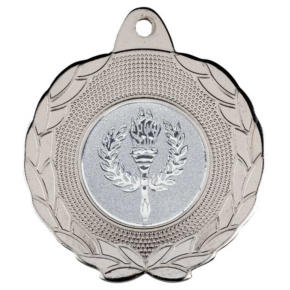 LAUREL WREATH EDGED MEDAL (1in CENTRE) SILVER - 1.75in - Optimum Teamwear