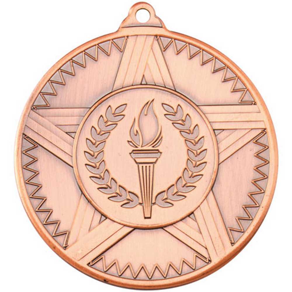 STRIPED STAR MEDAL (1in CENTRE) BRONZE - 2in - Optimum Teamwear