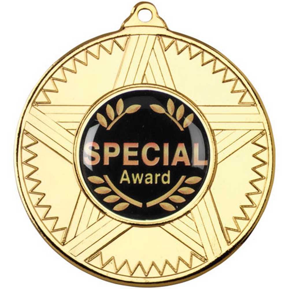 STRIPED STAR MEDAL (1in CENTRE) GOLD - 2in - Optimum Teamwear