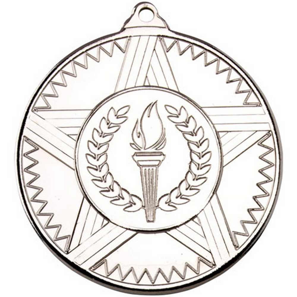STRIPED STAR MEDAL (1in CENTRE) SILVER - 2in - Optimum Teamwear