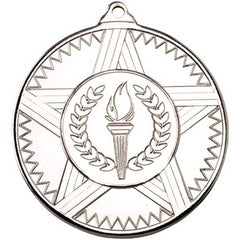 STRIPED STAR MEDAL (1in CENTRE) SILVER - 2in - Optimum Teamwear