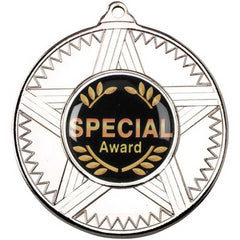 STRIPED STAR MEDAL (1in CENTRE) SILVER - 2in - Optimum Teamwear
