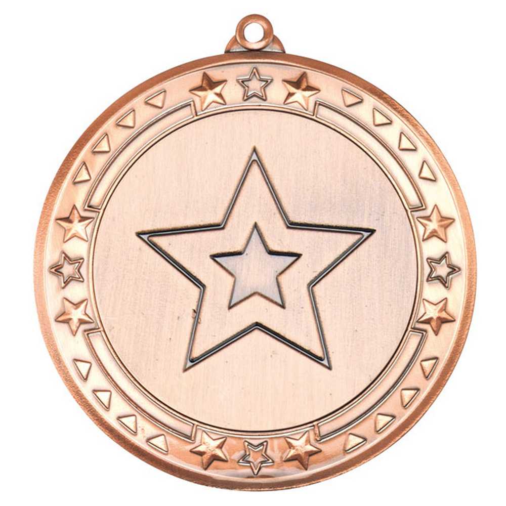 TRI STAR MEDAL (2in CENTRE) BRONZE - 2.75in - Optimum Teamwear