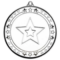 TRI STAR MEDAL (2in CENTRE) SILVER - 2.75in - Optimum Teamwear